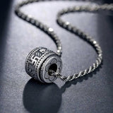 Silver Good Luck Bead Pendant True Words Necklace Retro Jewelry