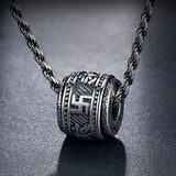 Silver Good Luck Bead Pendant True Words Necklace Retro Jewelry