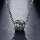 Silver Good Luck Bead Pendant True Words Necklace Retro Jewelry