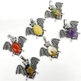 Natural Stone Amethyst Bat Pendant for DIY Jewelry Making