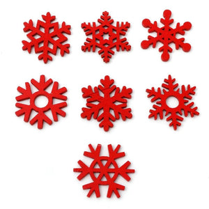 50pcs Christmas Wooden Embellishments Scrapbooking Snowflake Mix