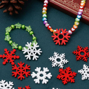 50pcs Christmas Wooden Embellishments Scrapbooking Snowflake Mix
