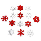 50pcs Christmas Wooden Embellishments Scrapbooking Snowflake Mix
