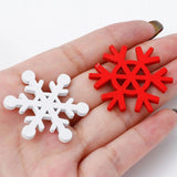 50pcs Christmas Wooden Embellishments Scrapbooking Snowflake Mix