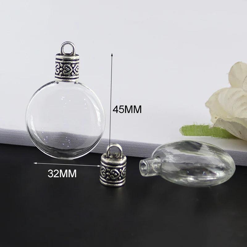 4PCS Round Glass Bottle Wishing Bottle Pendant DIY Jewelry Finding