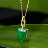 Emerald Zircon Pendant Necklace Women's Jewelry