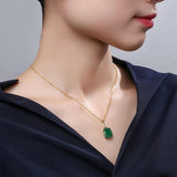 Emerald Zircon Pendant Necklace Women's Jewelry