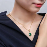Emerald Zircon Pendant Necklace Women's Jewelry