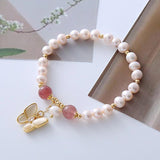 Freshwater Pearls Bracelet with Butterfly Shell Women Style