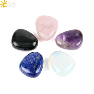 CSJA Natural Gem Stone Reiki Pendants Lapis Lazuli Pink Purple Clear Crystal Opa