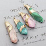 Green Crystal Natural Stone Irregular Gem Pendants for DIY Necklace Jewelry