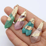 Green Crystal Natural Stone Irregular Gem Pendants for DIY Necklace Jewelry
