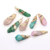 Green Crystal Natural Stone Irregular Gem Pendants for DIY Necklace Jewelry