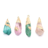 Green Crystal Natural Stone Irregular Gem Pendants for DIY Necklace Jewelry