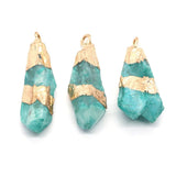 Green Crystal Natural Stone Irregular Gem Pendants for DIY Necklace Jewelry