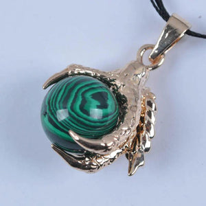 Malachite Bead Dragon's Talons GEM Pendant Jewelry S919