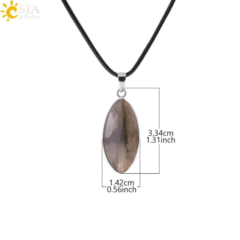 CSJA Labradorite Necklace Healing Spectrolite Gem Stone Pendant