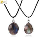 CSJA Labradorite Necklace Healing Spectrolite Gem Stone Pendant