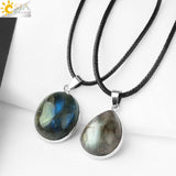 CSJA Labradorite Necklace Healing Spectrolite Gem Stone Pendant