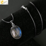 CSJA Labradorite Necklace Healing Spectrolite Gem Stone Pendant