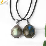 CSJA Labradorite Necklace Healing Spectrolite Gem Stone Pendant