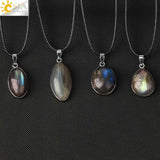 CSJA Labradorite Necklace Healing Spectrolite Gem Stone Pendant