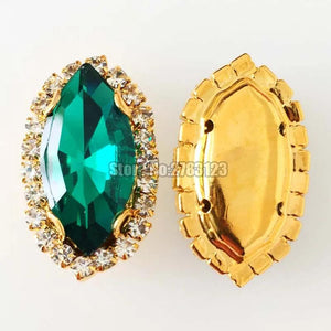 Malachite Green Glass Crystal Sew On Rhinestones