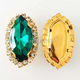 Malachite Green Glass Crystal Sew On Rhinestones