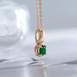 Rose Gold Emerald Stone Pendant Necklace 585