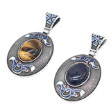 Natural Stone Pendant Lace Boho Oval Charms for DIY Necklace