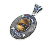 Natural Stone Pendant Lace Boho Oval Charms for DIY Necklace