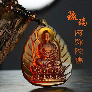 Topaz Hand Carved Buddha Ice Yellow Crystal Pendant