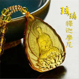 Topaz Hand Carved Buddha Ice Yellow Crystal Pendant