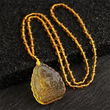 Topaz Hand Carved Buddha Ice Yellow Crystal Pendant