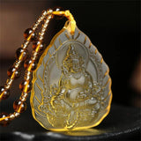 Topaz Hand Carved Buddha Ice Yellow Crystal Pendant