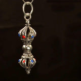 2 PCS Tibetan Silver Enamel Vajry Pestle Nepal Pendant Charm