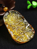 Natural Topaz Carved Chinese Cicada Jade Pendant