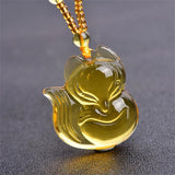 Natural Topaz Carved Chinese Cicada Jade Pendant