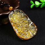 Natural Topaz Carved Chinese Cicada Jade Pendant