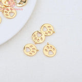 6PCS 12MM Hole 1.5MM Brass Dog Footprints Charms Pendants
