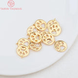 6PCS 12MM Hole 1.5MM Brass Dog Footprints Charms Pendants