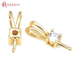 6PCS 18K Brass Zircon Half Hole Beads Charms Pendants High DIY Jewelry Making
