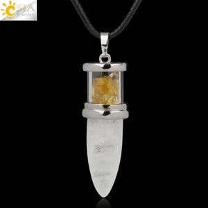 CSJA Pink Quartz Purple Crystal Necklaces G284