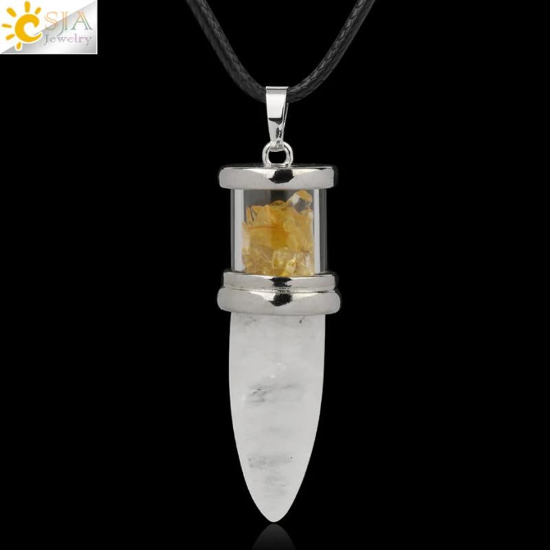 CSJA Pink Quartz Purple Crystal Necklaces G284