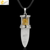 CSJA Pink Quartz Purple Crystal Necklaces G284