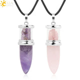 CSJA Pink Quartz Purple Crystal Necklaces G284