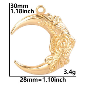 10pcs Moon Charm Butterfly Pendant Stainless Steel Jewelry Making Craft Supplies