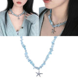 Sweet Starfish Pendant Necklaces Natural Stone Chain