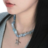 Sweet Starfish Pendant Necklaces Natural Stone Chain