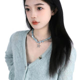 Sweet Starfish Pendant Necklaces Natural Stone Chain